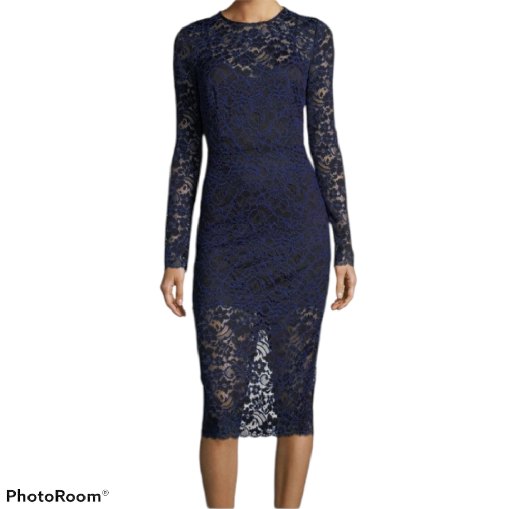 Veronica Beard Navy Lace Midi Dress